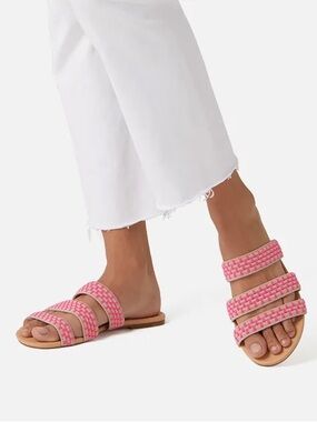 ROTHYS | triple band slide in hot pink basket stitch